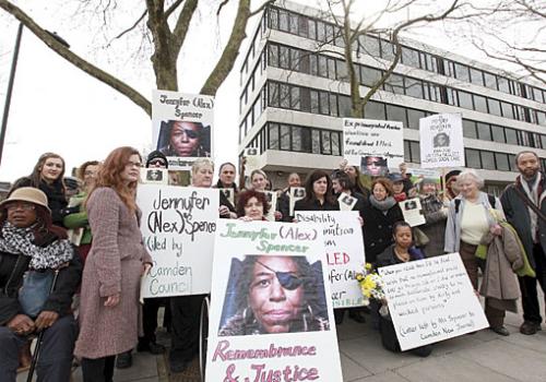 Friends, neighbours and disability campaigners at the vigil for Jennyfer Spencer