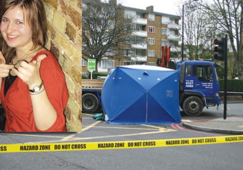 Scene of the fatal accident in Camden Road in which student Paula Jurek died