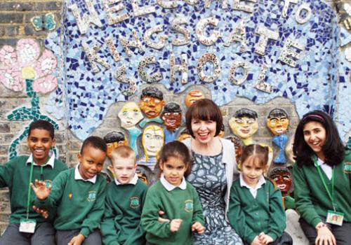 Headteacher Liz Hayward with some of the Kingsgate pupils 