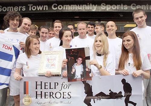 Tom’s friends and family at the fundraising football event