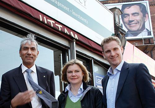 Chris Philp and Justine Greening with Jitendra Thakorlal