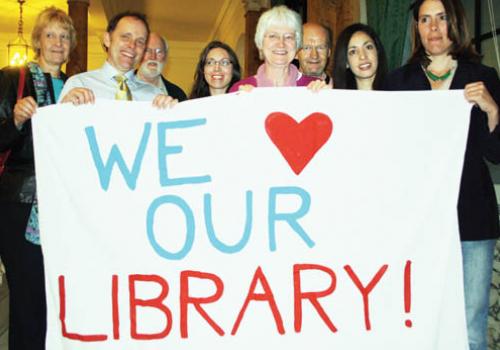 Campaigners take their message to the Town Hall last night (Wednesday)