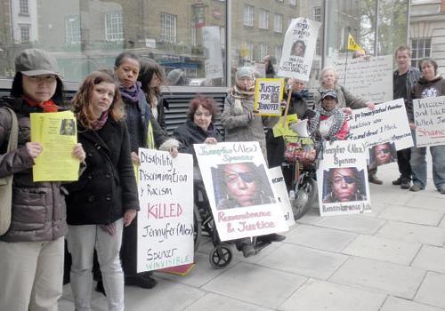 Protesters make their point outside Camden Town Hall on Tuesday