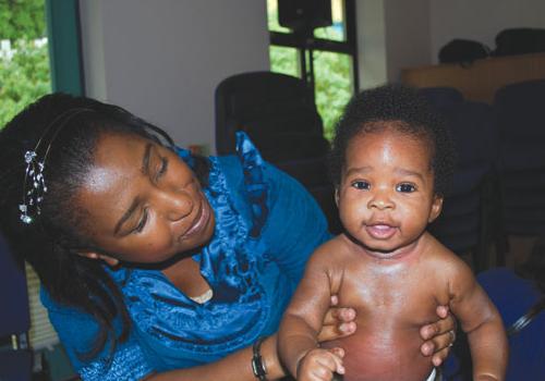 4-month-old Micah and mum Nataline at the event in Waterlow Park, Highgate