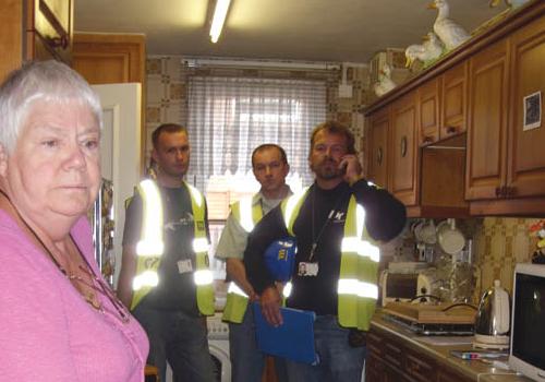 Stella Sheen with the contractors