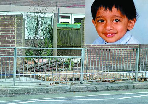 The collapsed wall on the Wendling Estate which fell on two-year-old Saurav Ghai