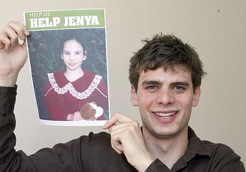 Will Philps with a picture of 12-year-old Jenya Akexeva who he will swim for