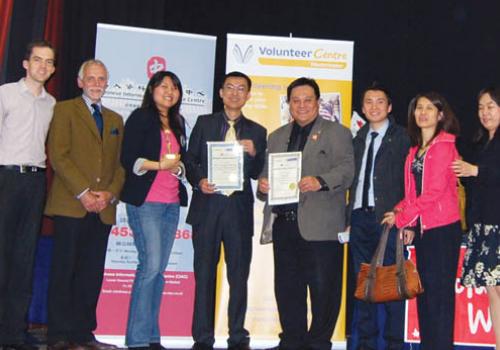 Mr Yeo is pictured, fifth from left, with others who were nominated for awards.