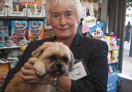 Margaret Mountford with fluffy friend