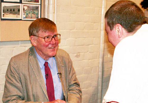 Alan Bennett meets fans after speaking at St Mary’s Church 