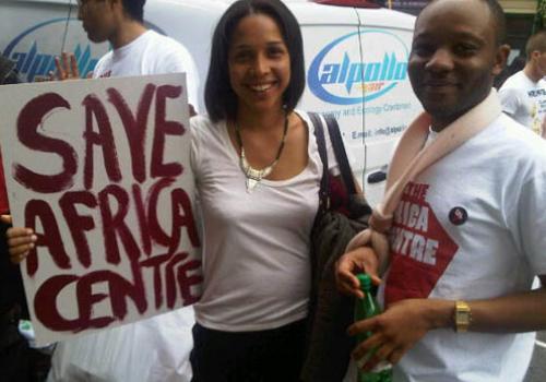 Supporters protest the threatened closure of the centre