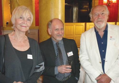 Howard Loxton is pictured, centre, with Sheila Hancock and Timothy West on Tuesd