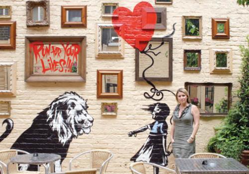 Karen Santi by the garden graffiti at the Princess of Wales in Primrose Hill