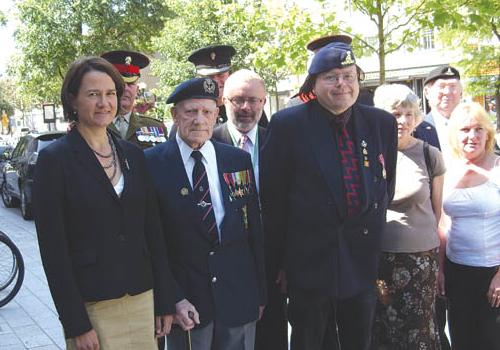 Bill Millett standing next to council leader Catherine West at the Town Hall par