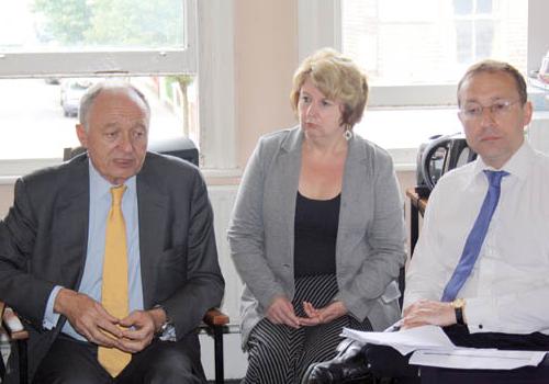 Ken Livingstone with MPs Karen Buck and Andy Slaughter at the Paddington Law Cen