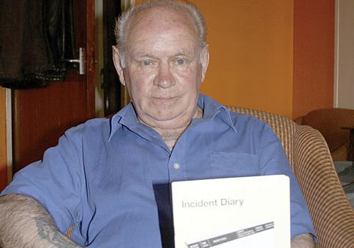 Michael O’Brien with the Incident Diary that was returned to him by the New Jour