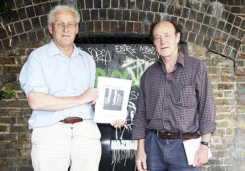 Martin Sheppard and  Peter Darley at the entrance to the underground vaults