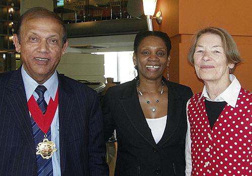 Deputy mayor Abdul Quadir and In Touch’s Joy Fraser with Glenda Jackson