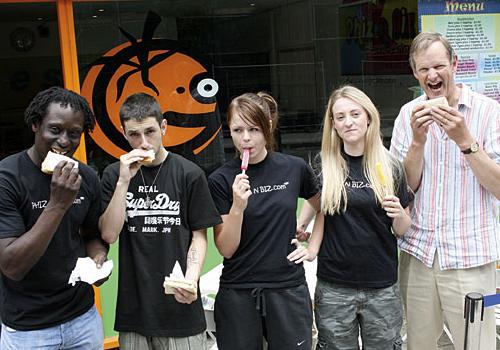 Charles Browne, Michael Jago, Amber and Jade Owen and Robert Aitken