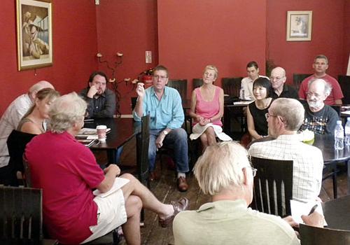 David Bedford (left) attended Saturday’s meeting in South End Green