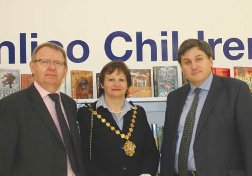 David Ruse, Westminster director of libraries, Judith Warner and Kit Malthouse