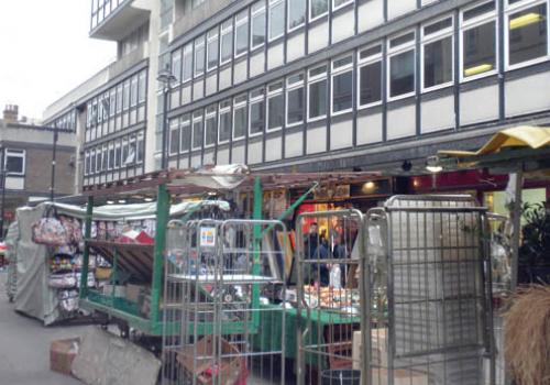 Berwick Street market and retail units in Soho