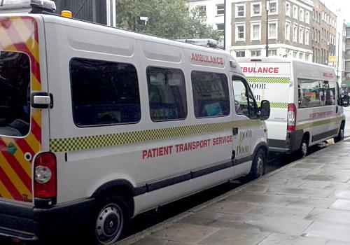 Ambulances outside UCLH Hospital