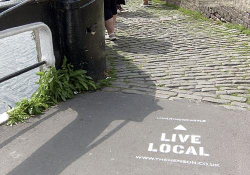 The towpath advertising along the Regent’s Canal