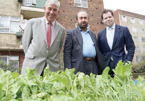 Judge Jim Buttress with resident Mushir Galali and Councillor Edward Argar next 