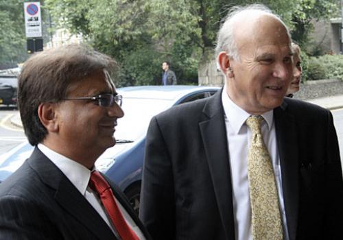 Satnam Gill, left, with Business Secretary Vince Cable