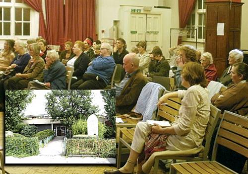 Campaigners at Thursday’s meeting. Inset: Finsbury Health Centre