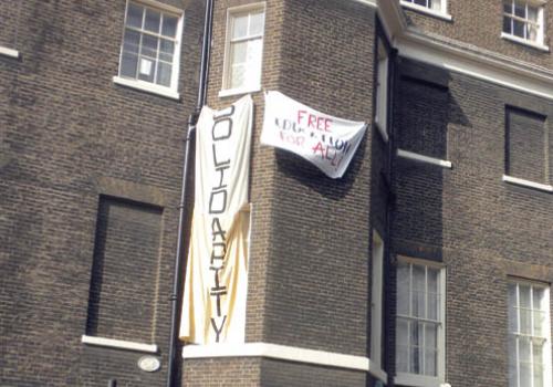 The Bedford Square building occupied by protesting students