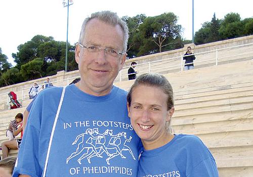 New Journal reporter Josie Hinton with dad Andy at the Olympic Stadium in Athens