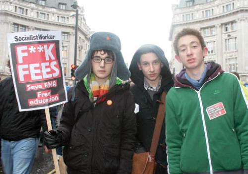 Leo Sands, Louis G-Cheslaw and Sam Ebner  join the tuition fees protests