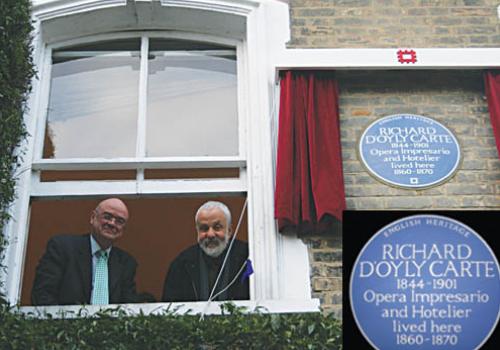 Mike Leigh, right, at the unveiling ceremony in Dartmouth Park Road  on Tuesday 