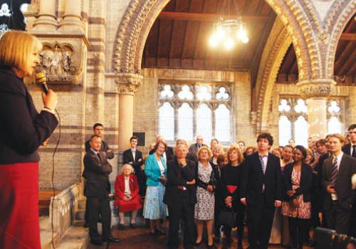 Theresa May speaking at St Stephen’s church