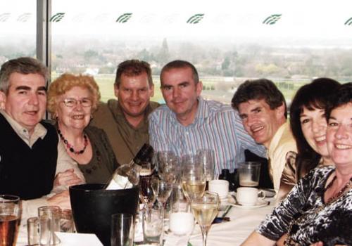 Peggy Howard, third from left, celebrating her 80th birthday at Sandown racecour