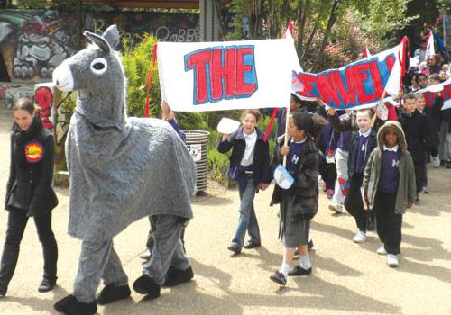 St John the Evangelist pupils and the donkey