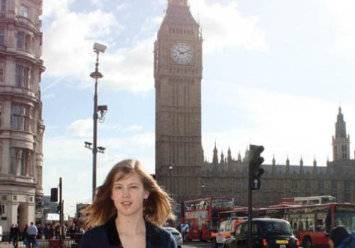 Physics and astronomy student Anna Barth in Parliament Square