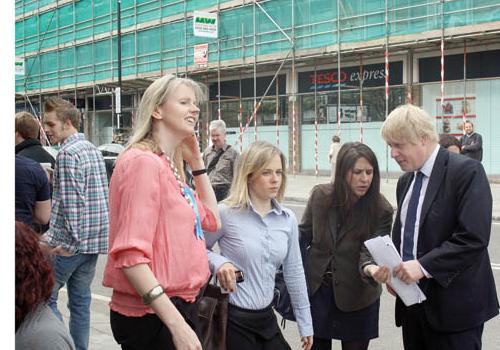 Joanne Cash out on the streets with Mayor of Londn Boris Johnson. 