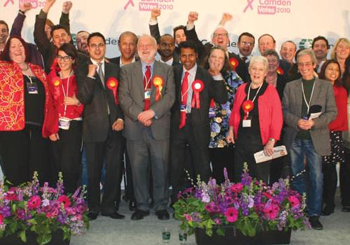 Camden’s Labour party members celebrate their victory