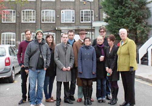 Staff who work for companies based inside the former piano factory are pictured 