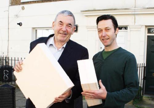 John Doggart and Tom Clyne with the home insulation materials