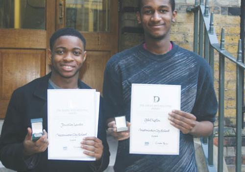 Jonathon Lamboi (left) and Gibril Kallon, both 18, received awards for supportin