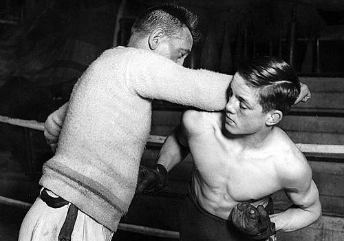 Nipper Pat Daly with his trainer, ‘Professor’ Andrew Newton