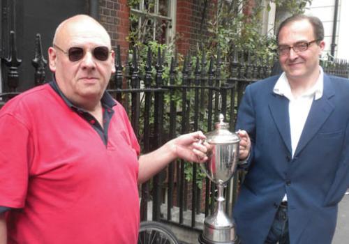 David Bieda and Tony Shrimplin with the cup