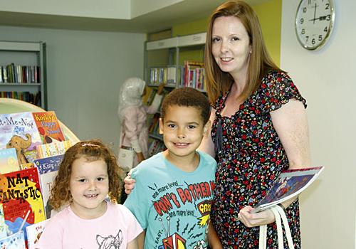 Natalie Haynes with her daughter Abbie, 5, and Russel, 8