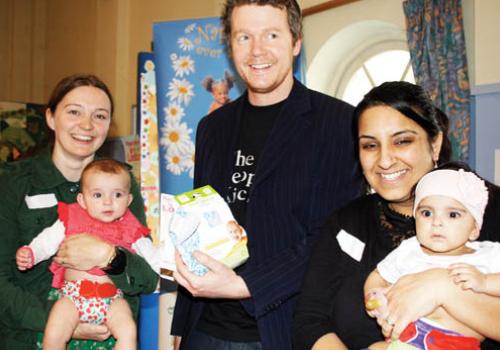 Arthur Potts Dawson with Ruth Sabrosa and baby Ania, and Rajvir Thakore w' baby