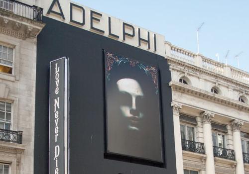 The Adelphi Theatre, complete with its black paint makeover