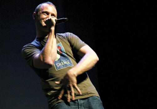 Rapper Baba Brinkman performing on stage